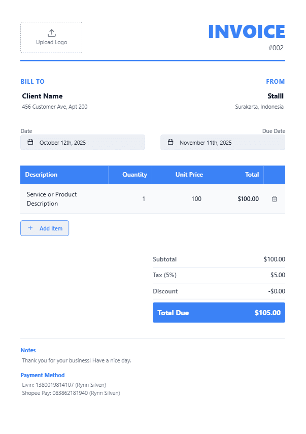 Corporate invoice template