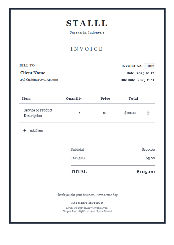 Elegant invoice template