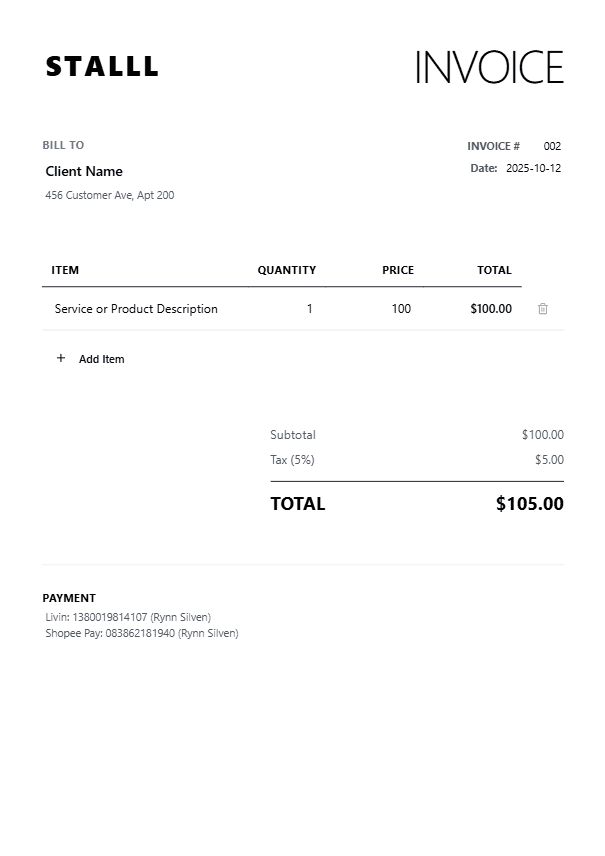 Monochrome invoice template