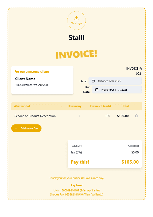 Playful invoice template